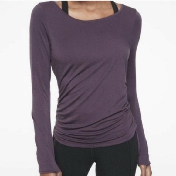 Athleta Tops - Athleta Encore Cinched Sides Long Sleeve Athletic Top Size XL